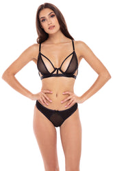 New In Town 2 Pc Bra Set (Black) – Strappy Underwire Lingerie Lingerie & Sexy Apparel
